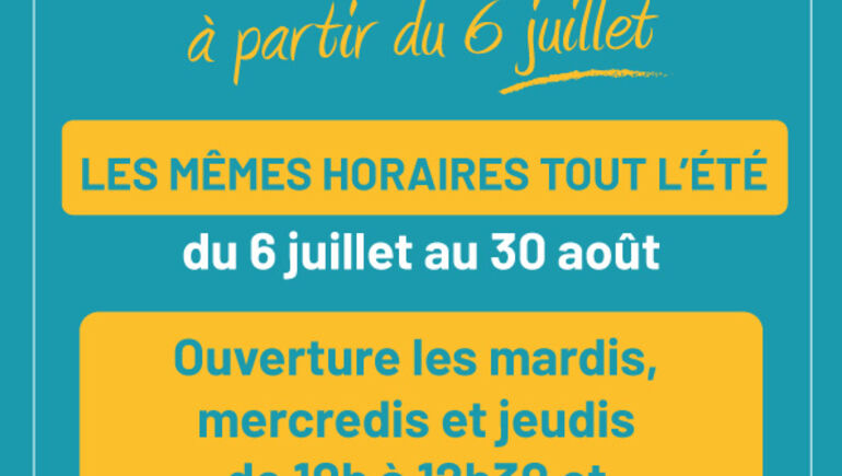 Horaires d'été de la médiathèque